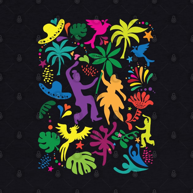 Abstract Carnival Samba Dansers Tropical Tree Leaves Brazilian Carnival Festival Contemporary Pop Art Modern Design by sofiartmedia